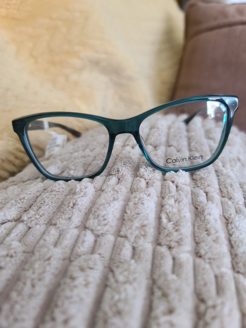 Calvin Klein Women's Teal Cat-Eye Eyeglass Frames